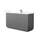 Icon 60" Free Standing Single Basin Vanity Set with Cabinet and Quartz Vanity Top - image 1