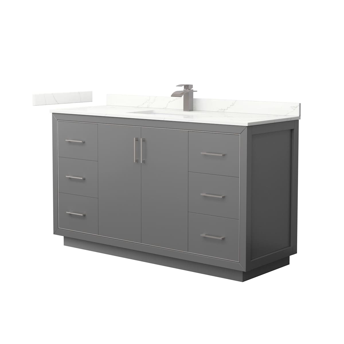 Icon 60" Free Standing Single Basin Vanity Set with Cabinet and Quartz Vanity Top