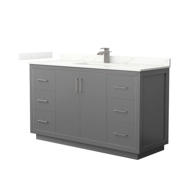 Icon 60" Free Standing Single Basin Vanity Set with Cabinet and Quartz Vanity Top - image 1