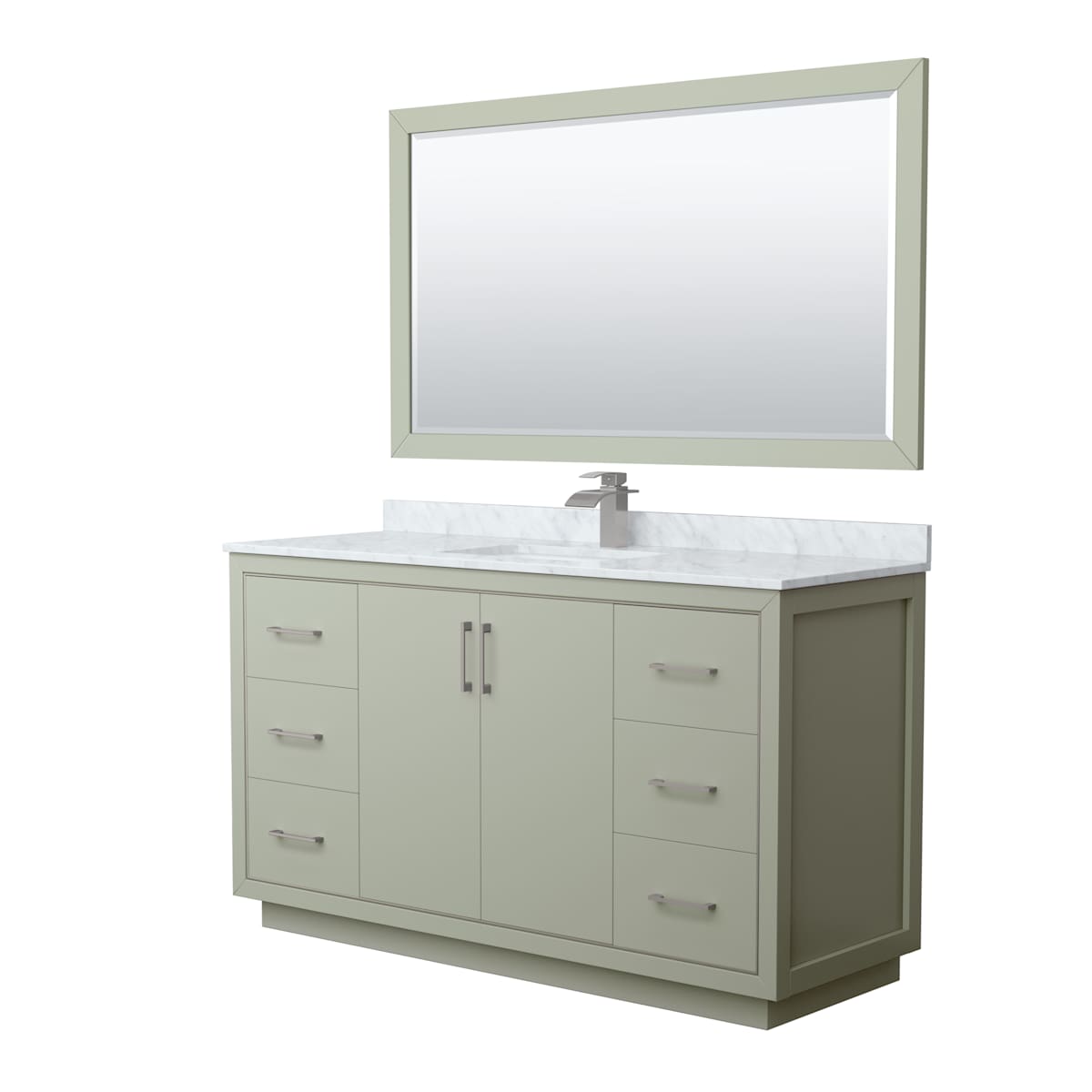 Icon 60" Free Standing Single Basin Vanity Set with Cabinet, Marble Vanity Top, and Framed Mirror