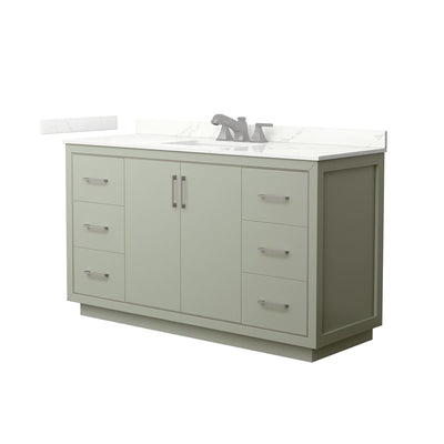 Icon 60" Free Standing Single Basin Vanity Set with Cabinet and Quartz Vanity Top - image 1
