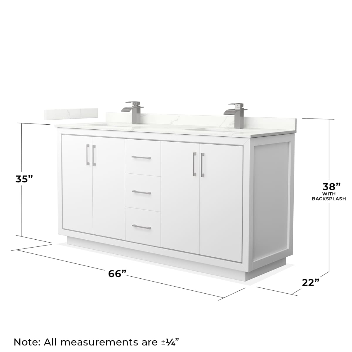 Icon 66" Free Standing Double Basin Vanity Set with Cabinet, Quartz Vanity Top, and Framed Mirror - image 8