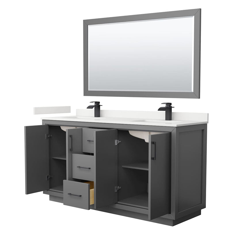 Icon 66" Free Standing Double Basin Vanity Set with Cabinet, Quartz Vanity Top, and Framed Mirror - image 21