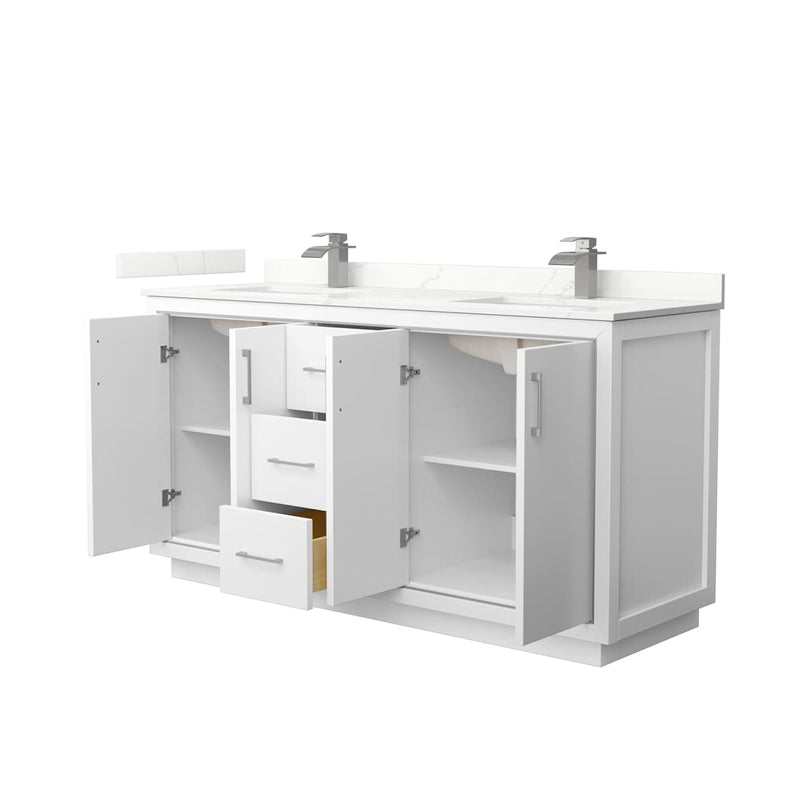 Icon 66" Free Standing Double Basin Vanity Set with Cabinet and Quartz Vanity Top - image 2