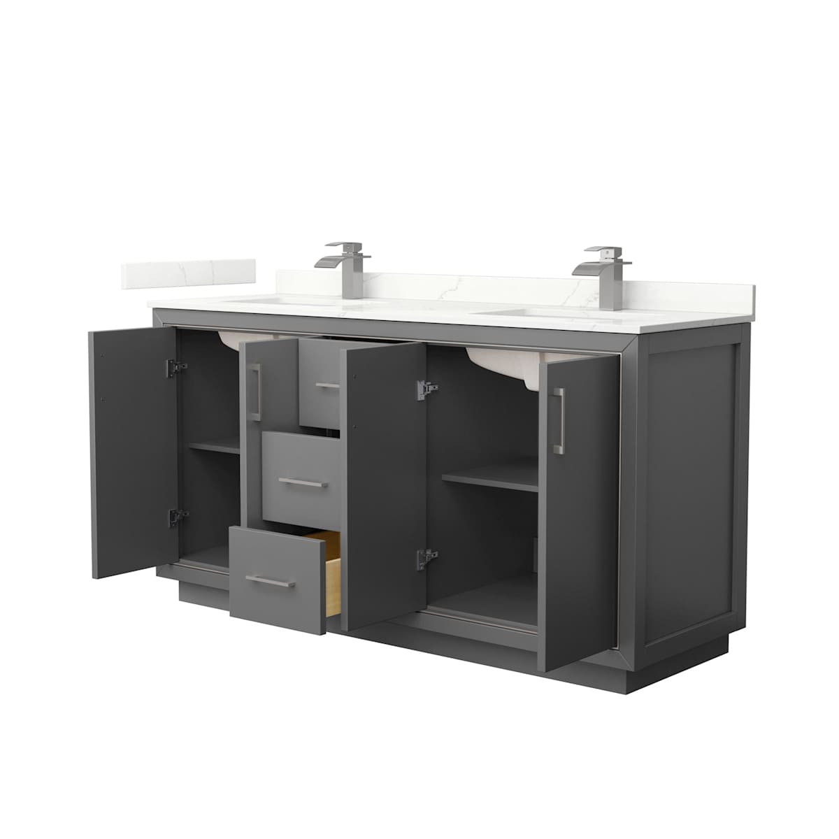 Icon 66" Free Standing Double Basin Vanity Set with Cabinet and Quartz Vanity Top - image 14