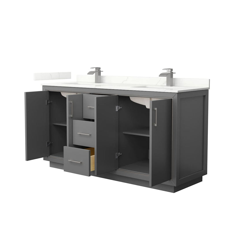 Icon 66" Free Standing Double Basin Vanity Set with Cabinet and Quartz Vanity Top - image 14