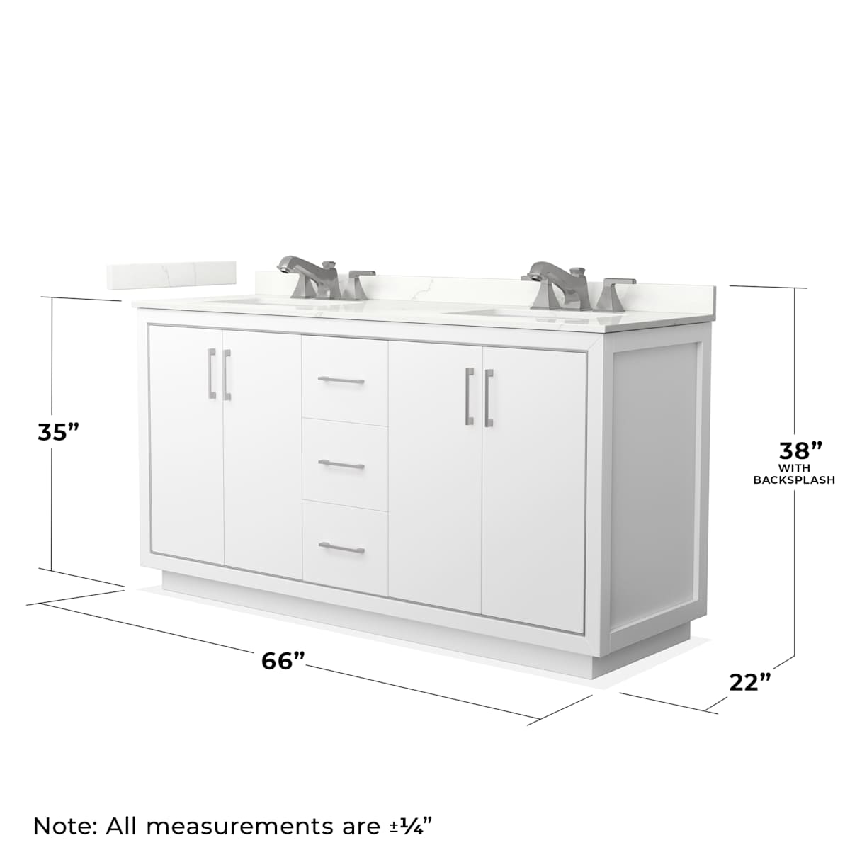 Icon 66" Free Standing Double Basin Vanity Set with Cabinet, Quartz Vanity Top, and Framed Mirror