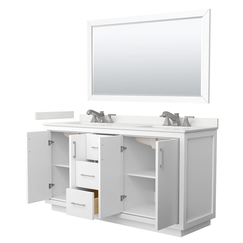 Icon 66" Free Standing Double Basin Vanity Set with Cabinet, Quartz Vanity Top, and Framed Mirror - image 13