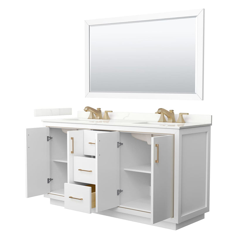 Icon 66" Free Standing Double Basin Vanity Set with Cabinet, Quartz Vanity Top, and Framed Mirror - image 15