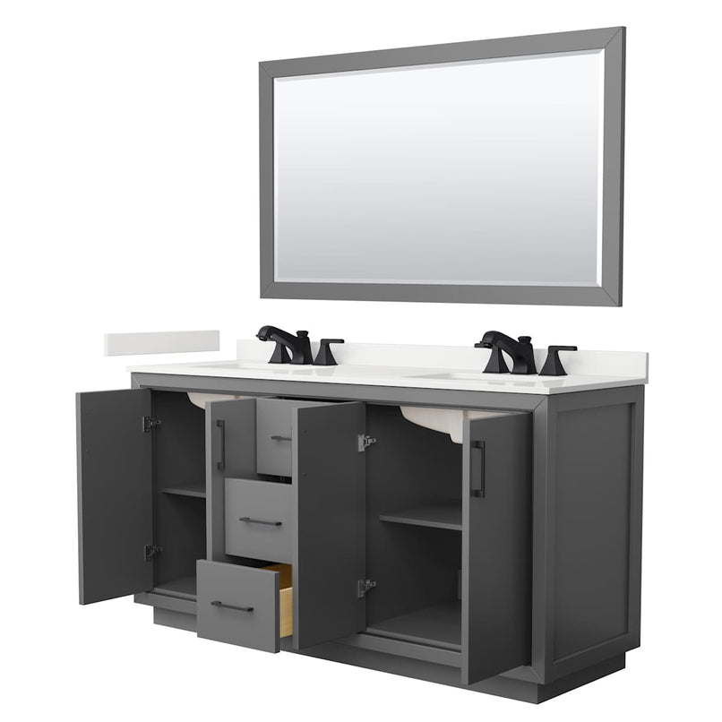 Icon 66" Free Standing Double Basin Vanity Set with Cabinet, Quartz Vanity Top, and Framed Mirror - image 20