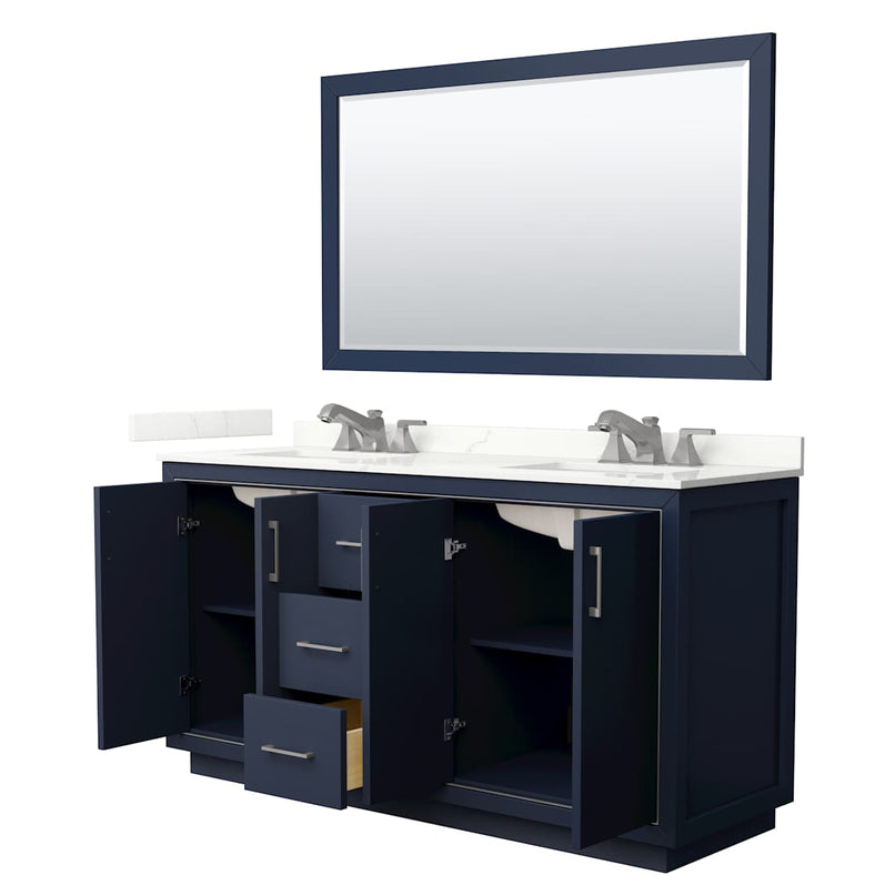 Icon 66" Free Standing Double Basin Vanity Set with Cabinet, Quartz Vanity Top, and Framed Mirror - image 21