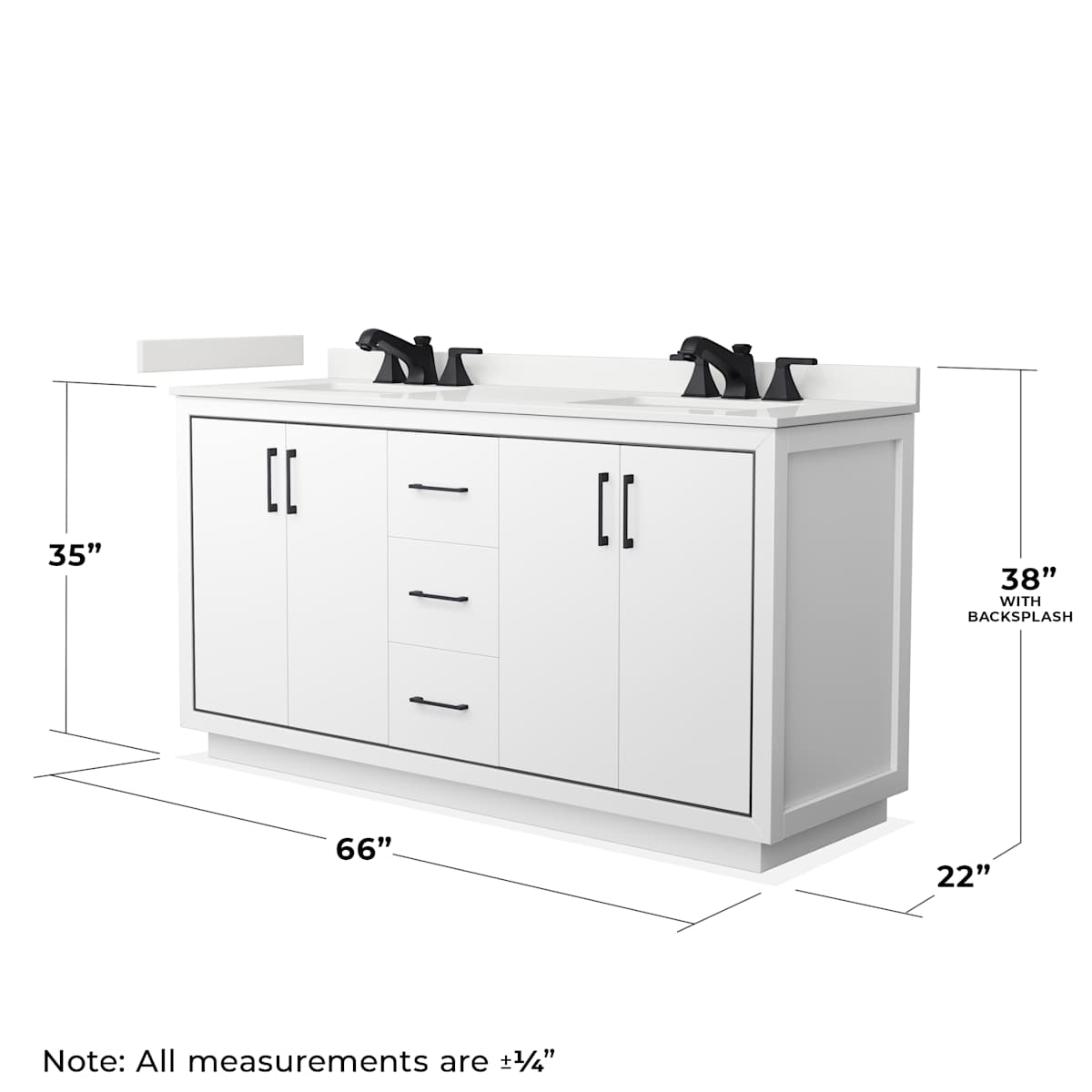 Icon 66" Free Standing Double Basin Vanity Set with Cabinet and Quartz Vanity Top