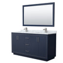 Icon 66" Free Standing Double Basin Vanity Set with Cabinet, Marble Vanity Top, and Framed Mirror - image 1