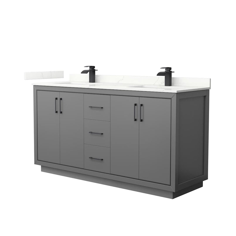 Icon 66" Free Standing Double Basin Vanity Set with Cabinet and Quartz Vanity Top - image 1