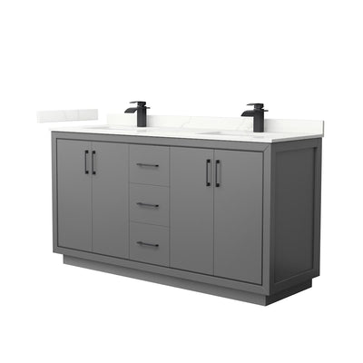 Icon 66" Free Standing Double Basin Vanity Set with Cabinet and Quartz Vanity Top - image 1