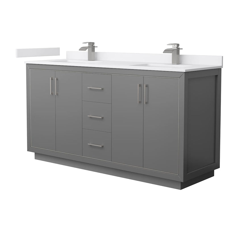 Icon 66" Free Standing Double Basin Vanity Set with Cabinet and Cultured Marble Vanity Top - image 1