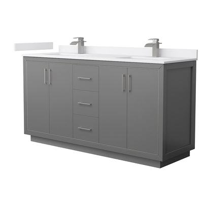 Icon 66" Free Standing Double Basin Vanity Set with Cabinet and Cultured Marble Vanity Top - image 1