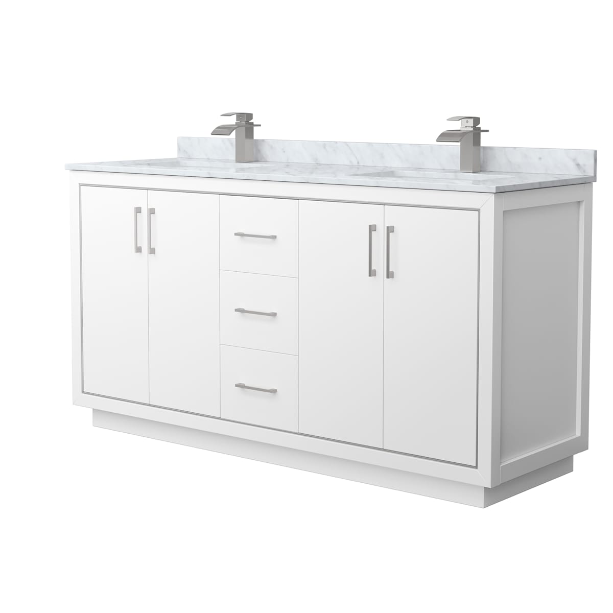 Icon 66" Free Standing Double Basin Vanity Set with Cabinet and Marble Vanity Top