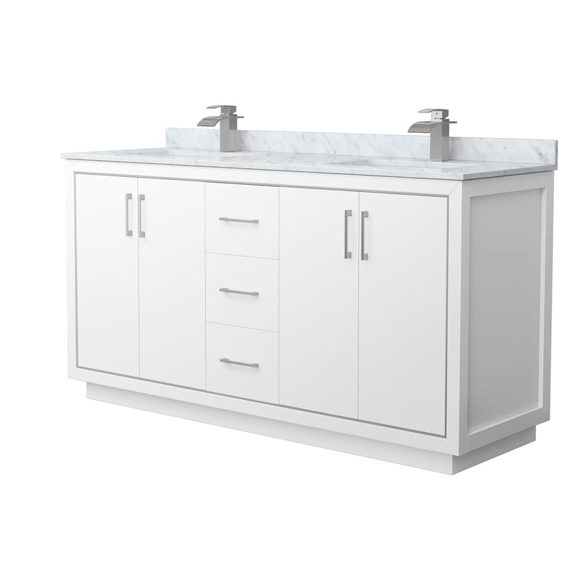 Icon 66" Free Standing Double Basin Vanity Set with Cabinet and Marble Vanity Top - image 1