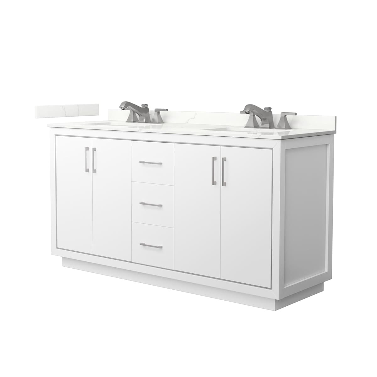 Icon 66" Free Standing Double Basin Vanity Set with Cabinet and Quartz Vanity Top