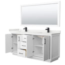 Icon 72" Free Standing Double Basin Vanity Set with Cabinet, Quartz Vanity Top, and Framed Mirror - image 2