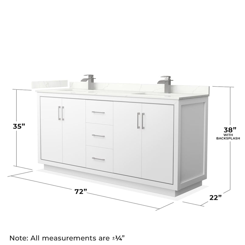 Icon 72" Free Standing Double Basin Vanity Set with Cabinet, Quartz Vanity Top, and Framed Mirror - image 8