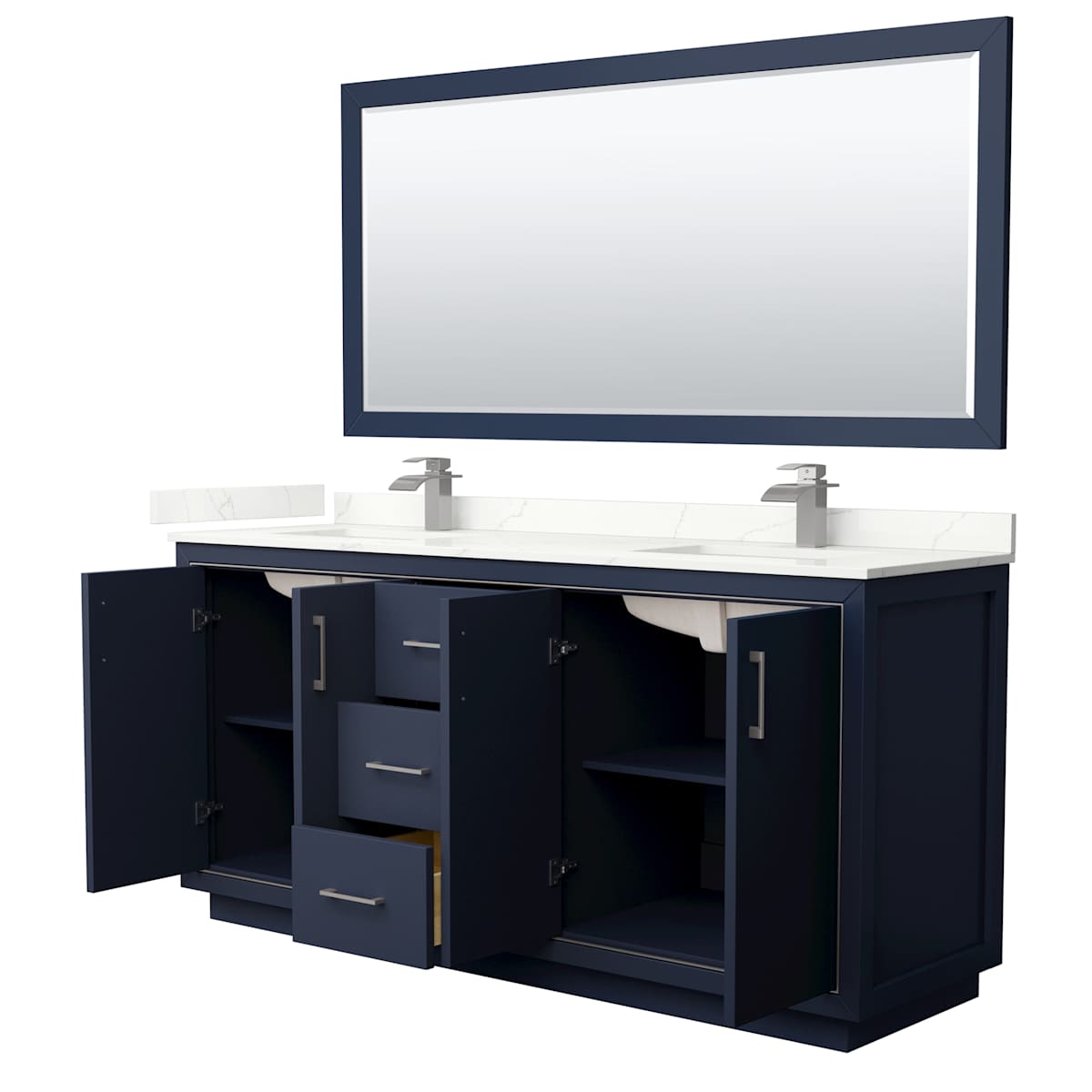 Icon 72" Free Standing Double Basin Vanity Set with Cabinet, Quartz Vanity Top, and Framed Mirror - image 21