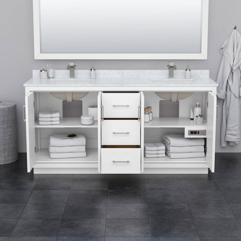 Icon 72" Free Standing Double Basin Vanity Set with Cabinet and Quartz Vanity Top - image 3