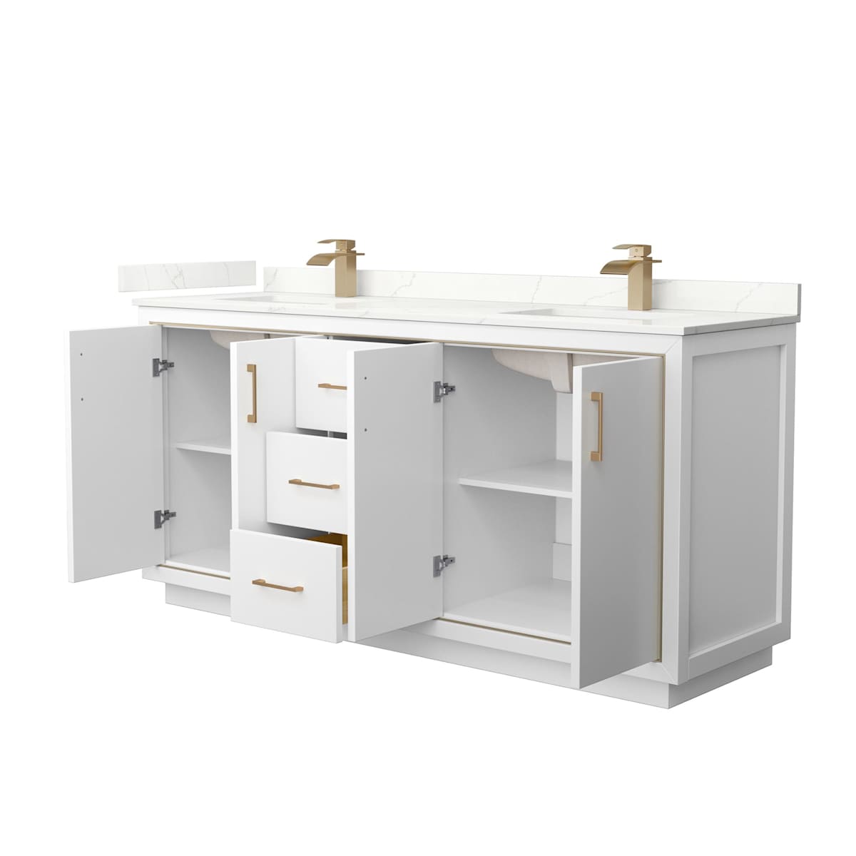 Icon 72" Free Standing Double Basin Vanity Set with Cabinet and Quartz Vanity Top