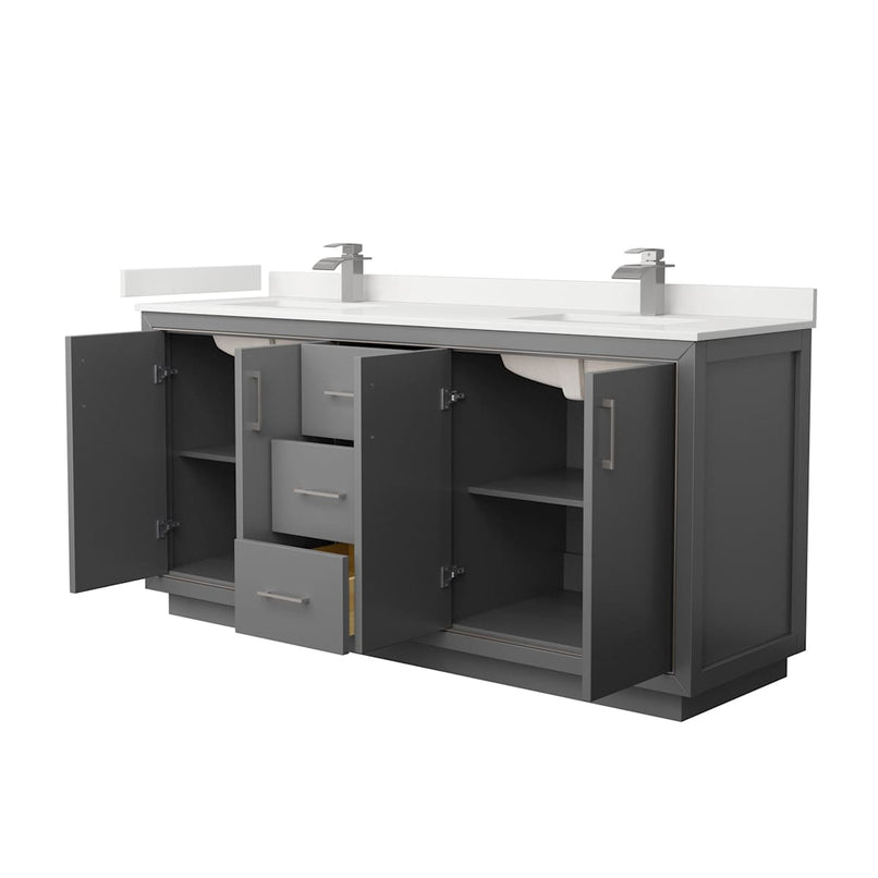 Icon 72" Free Standing Double Basin Vanity Set with Cabinet and Quartz Vanity Top - image 15