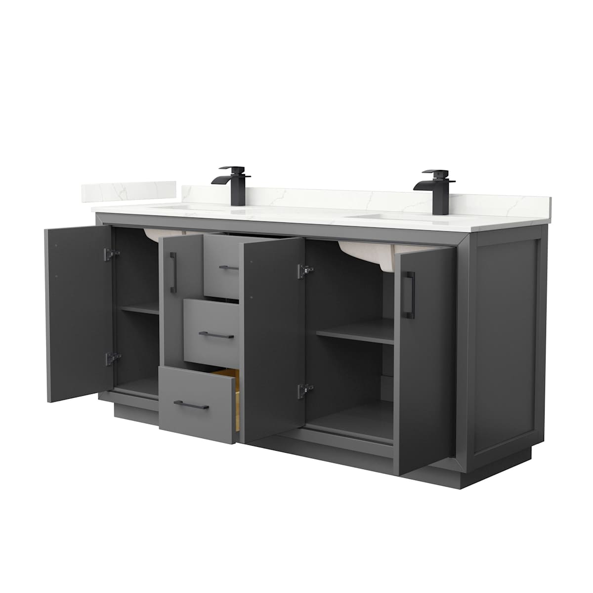 Icon 72" Free Standing Double Basin Vanity Set with Cabinet and Quartz Vanity Top - image 16