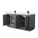 Icon 72" Free Standing Double Basin Vanity Set with Cabinet and Quartz Vanity Top - image 17