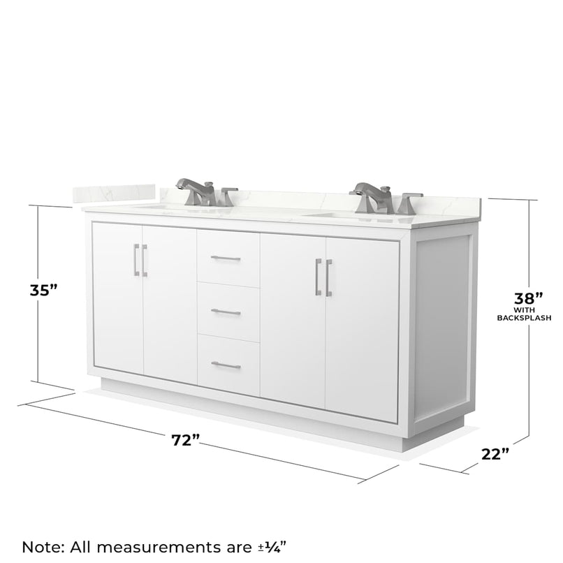 Icon 72" Free Standing Double Basin Vanity Set with Cabinet, Quartz Vanity Top, and Framed Mirror - image 8
