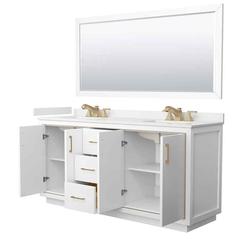 Icon 72" Free Standing Double Basin Vanity Set with Cabinet, Quartz Vanity Top, and Framed Mirror - image 17