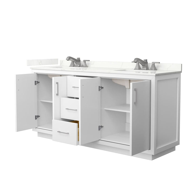 Icon 72" Free Standing Double Basin Vanity Set with Cabinet and Quartz Vanity Top - image 2