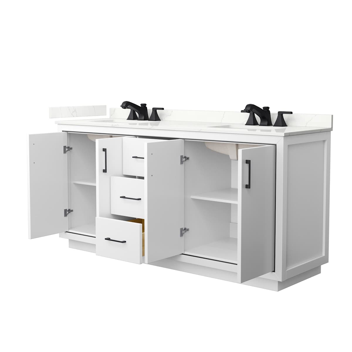 Icon 72" Free Standing Double Basin Vanity Set with Cabinet and Quartz Vanity Top