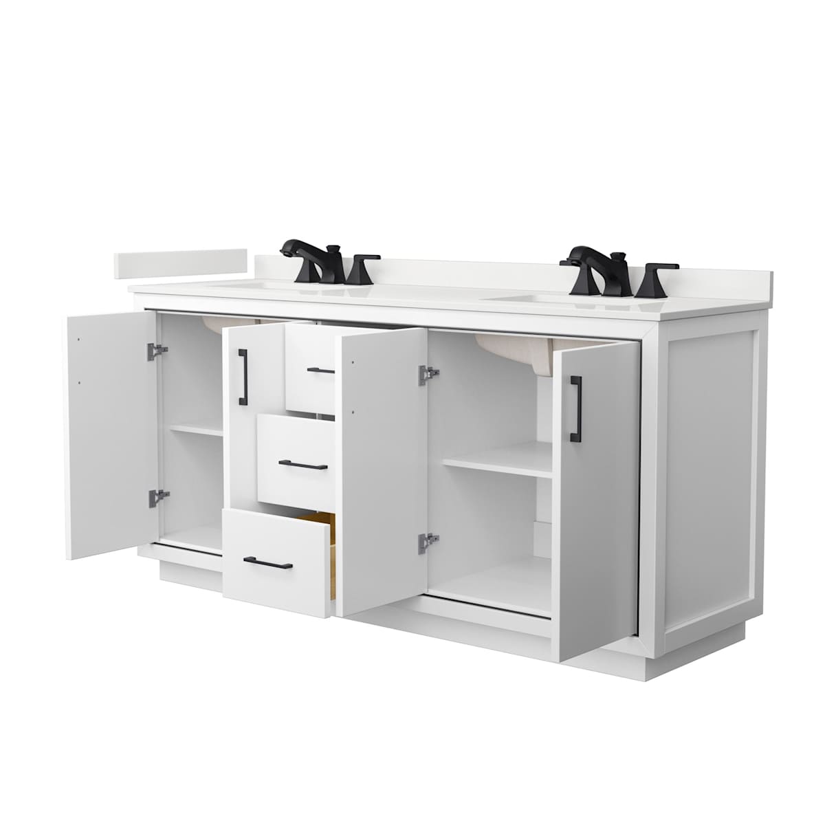 Icon 72" Free Standing Double Basin Vanity Set with Cabinet and Quartz Vanity Top