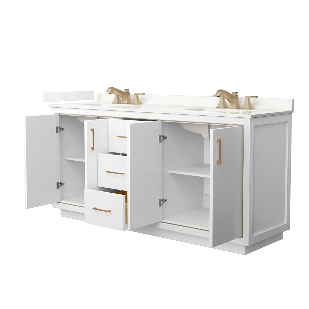 Icon 72" Free Standing Double Basin Vanity Set with Cabinet and Quartz Vanity Top