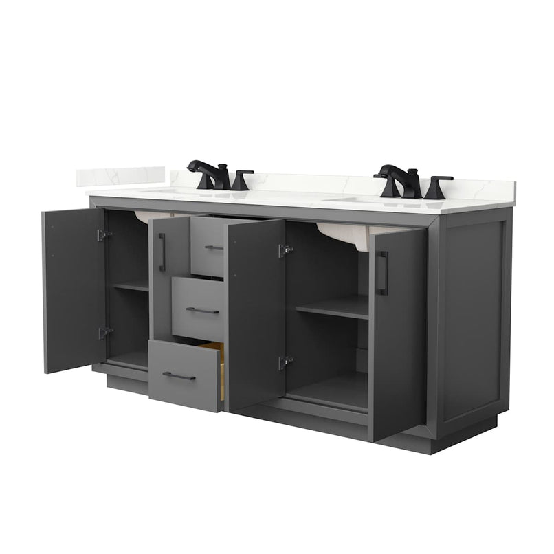 Icon 72" Free Standing Double Basin Vanity Set with Cabinet and Quartz Vanity Top - image 15
