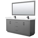 Icon 72" Free Standing Double Basin Vanity Set with Cabinet, Cultured Marble Vanity Top, and Framed Mirror - image 1