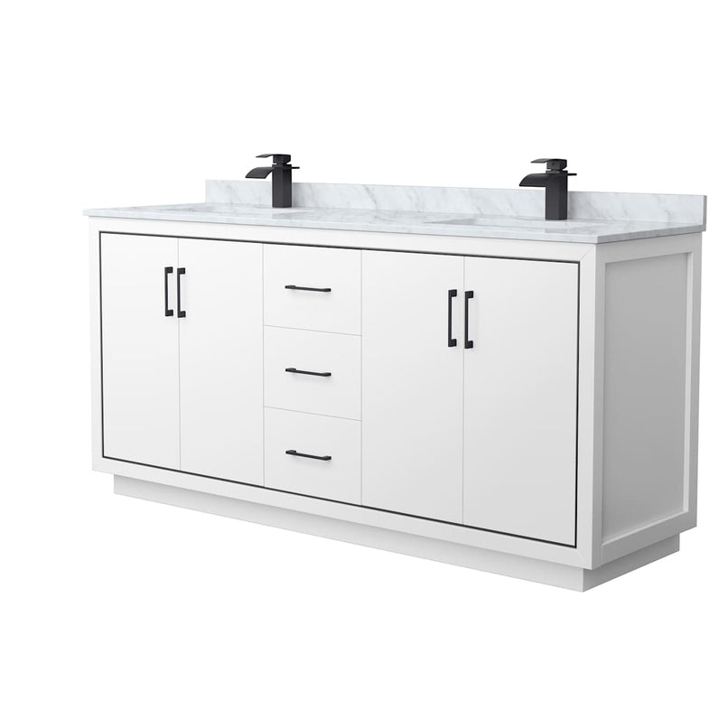 Icon 72" Free Standing Double Basin Vanity Set with Cabinet and Marble Vanity Top - image 1