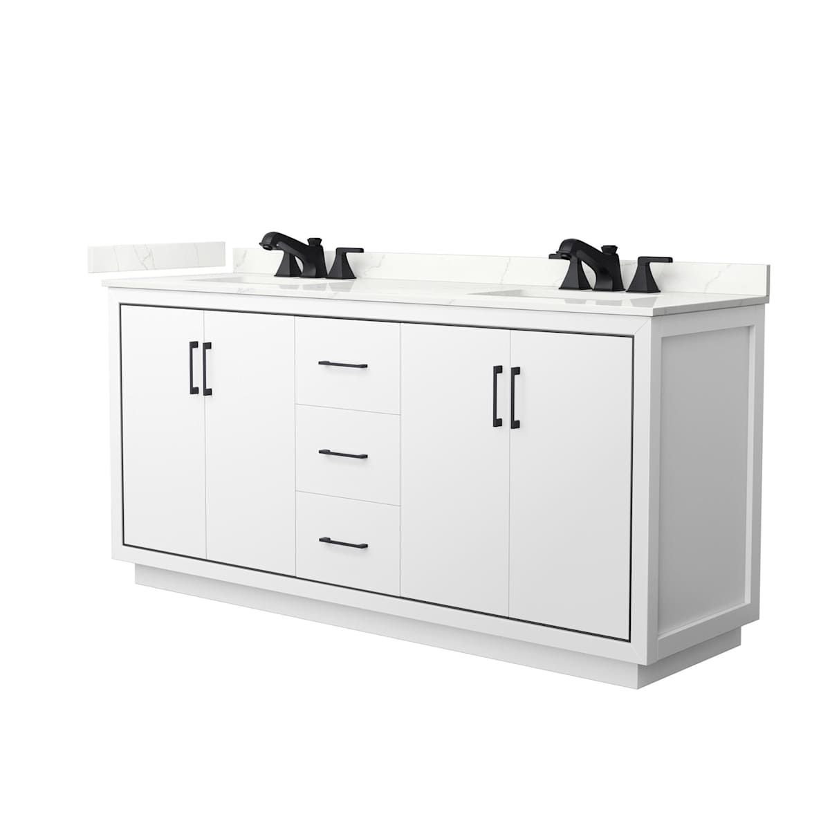 Icon 72" Free Standing Double Basin Vanity Set with Cabinet and Quartz Vanity Top