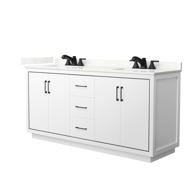 Icon 72" Free Standing Double Basin Vanity Set with Cabinet and Quartz Vanity Top - image 1