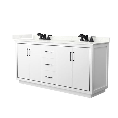 Icon 72" Free Standing Double Basin Vanity Set with Cabinet and Quartz Vanity Top - image 1