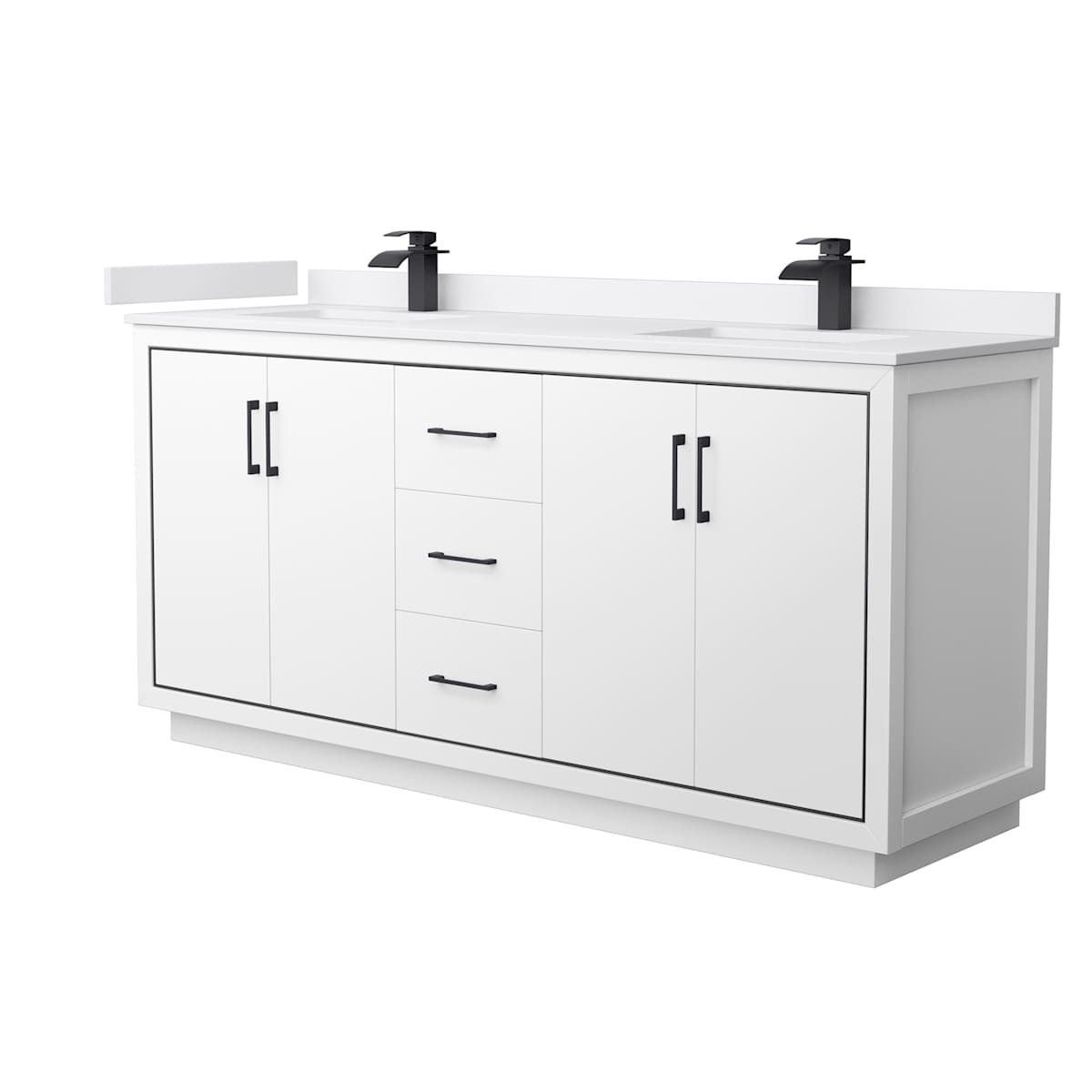 Icon 72" Free Standing Double Basin Vanity Set with Cabinet and Cultured Marble Vanity Top