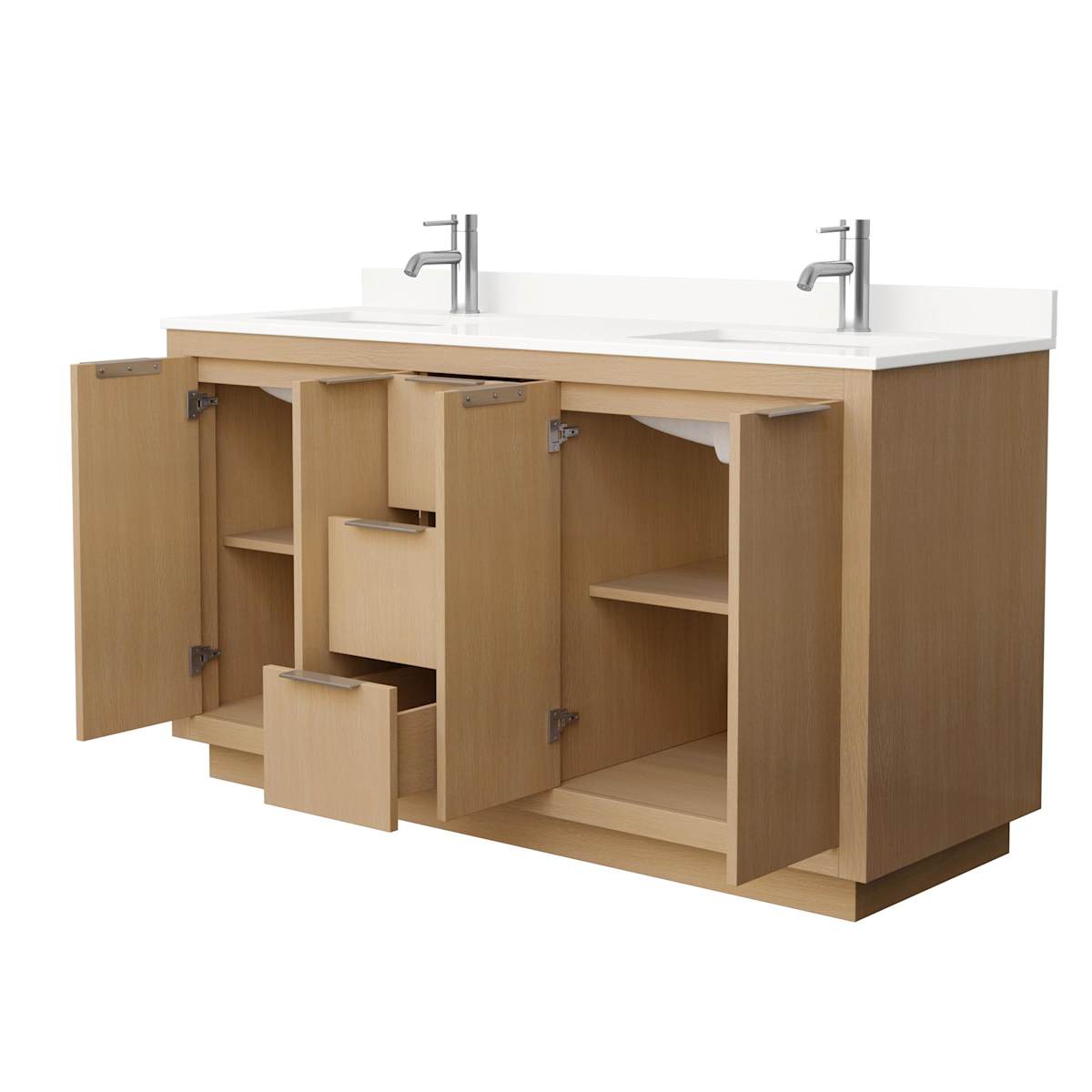 Maroni 60" Free Standing Double Basin Vanity Set with Cabinet and Quartz Vanity Top