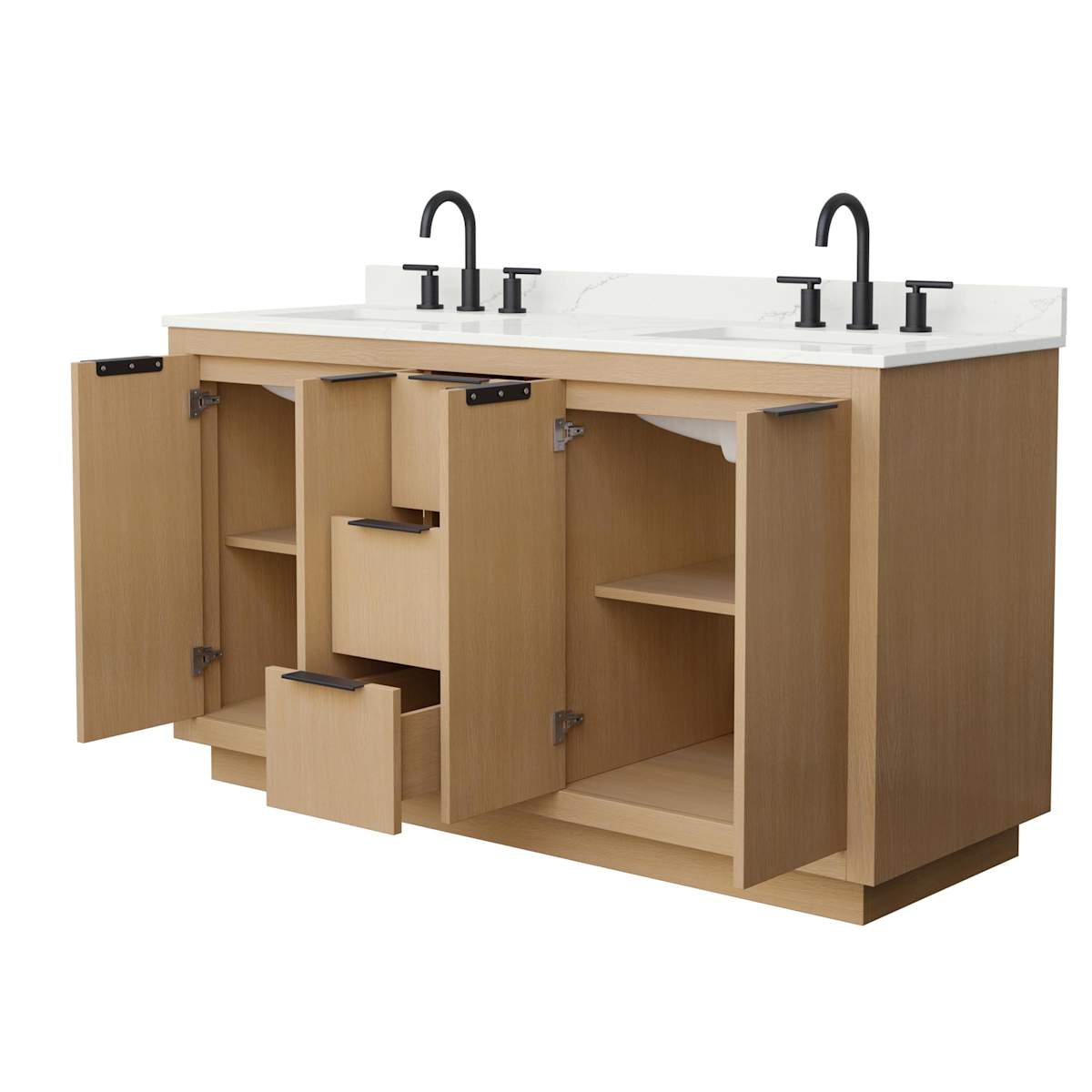 Maroni 60" Free Standing Double Basin Vanity Set with Cabinet and Quartz Vanity Top
