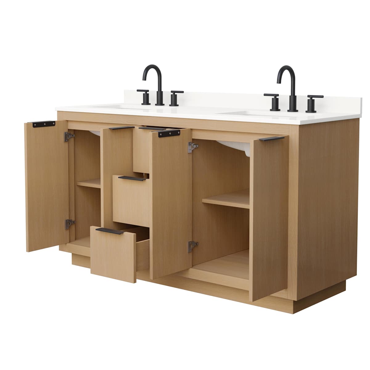 Maroni 60" Free Standing Double Basin Vanity Set with Cabinet and Quartz Vanity Top