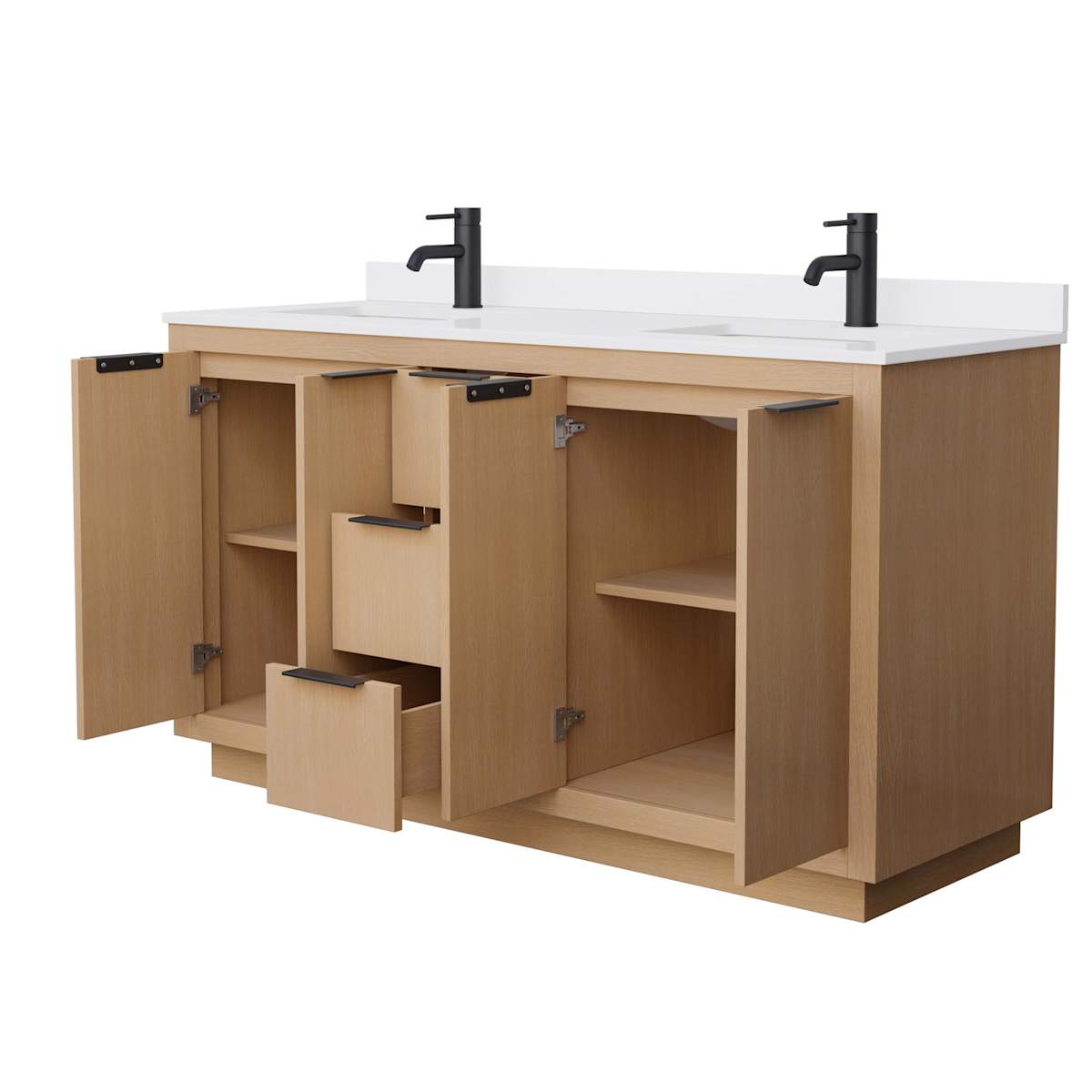 Maroni 60" Free Standing Double Basin Vanity Set with Cabinet and Cultured Marble Vanity Top