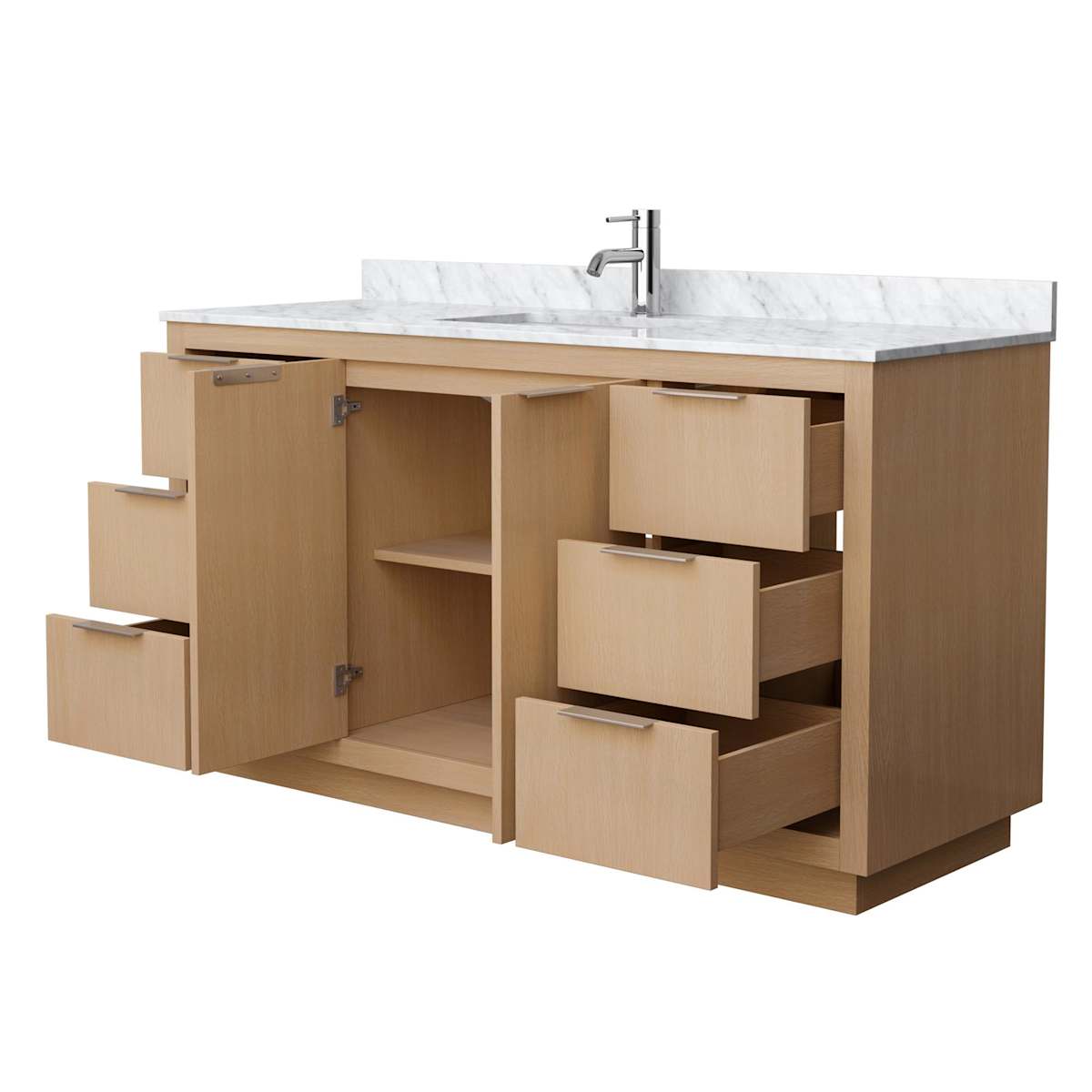 Maroni 60" Free Standing Single Basin Vanity Set with Cabinet and Marble Vanity Top